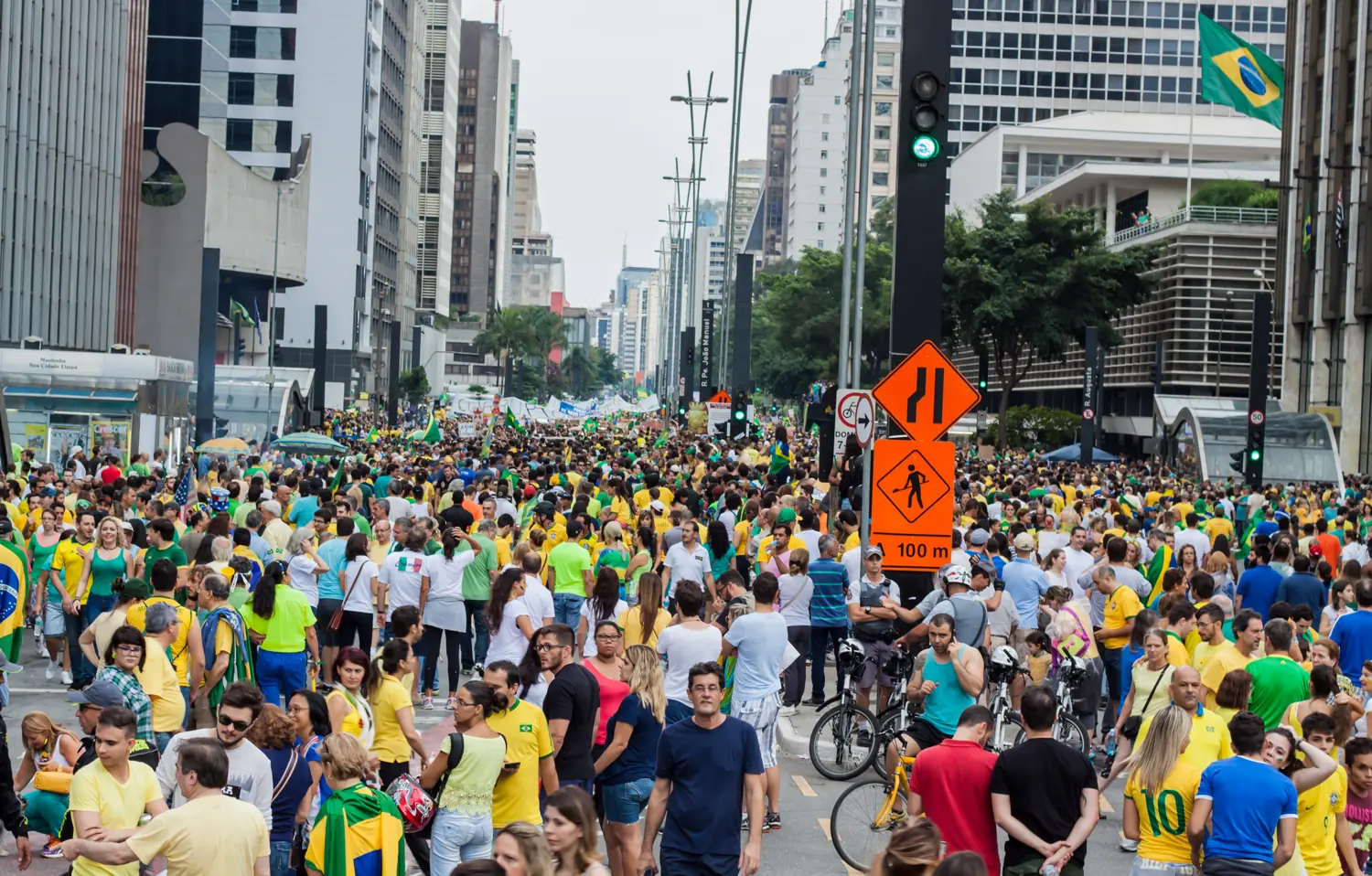 Manifestantes na Avenida Paulista em 15 de março de 2015.